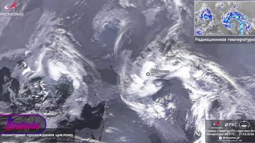 Роскомос опубликовал снимки циклона на Северном Кавказе