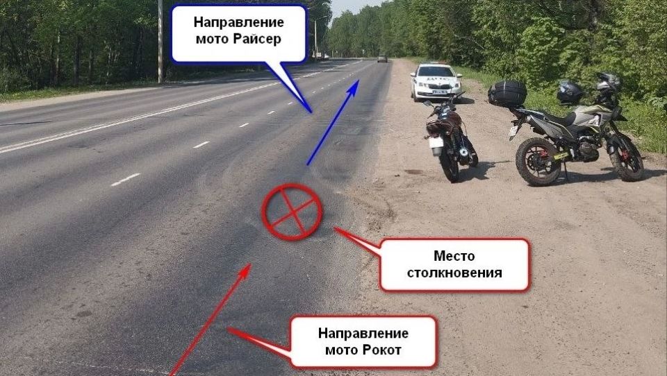 Два мотоциклиста жестко столкнулись в Костроме