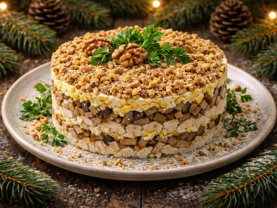 Праздничный салат с курицей: простота и вкус в каждом слое
