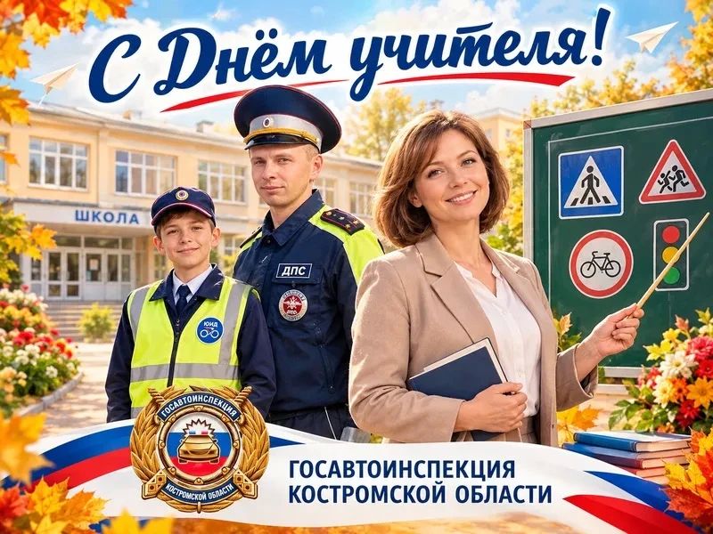 Госавтоинспекция Костромской области поздравляет педагогов с Днём учителя!